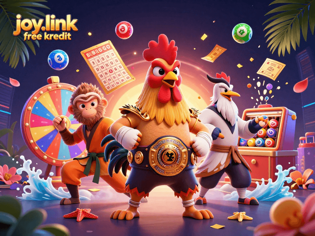 Experience the thrill of joy.link free kredit with lively lottery elements and engaging characters in a vibrant casino setting.
