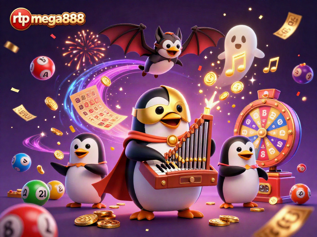 Experience thrilling casino fun with rtp mega888 as the phantom penguin plays while confetti rains.