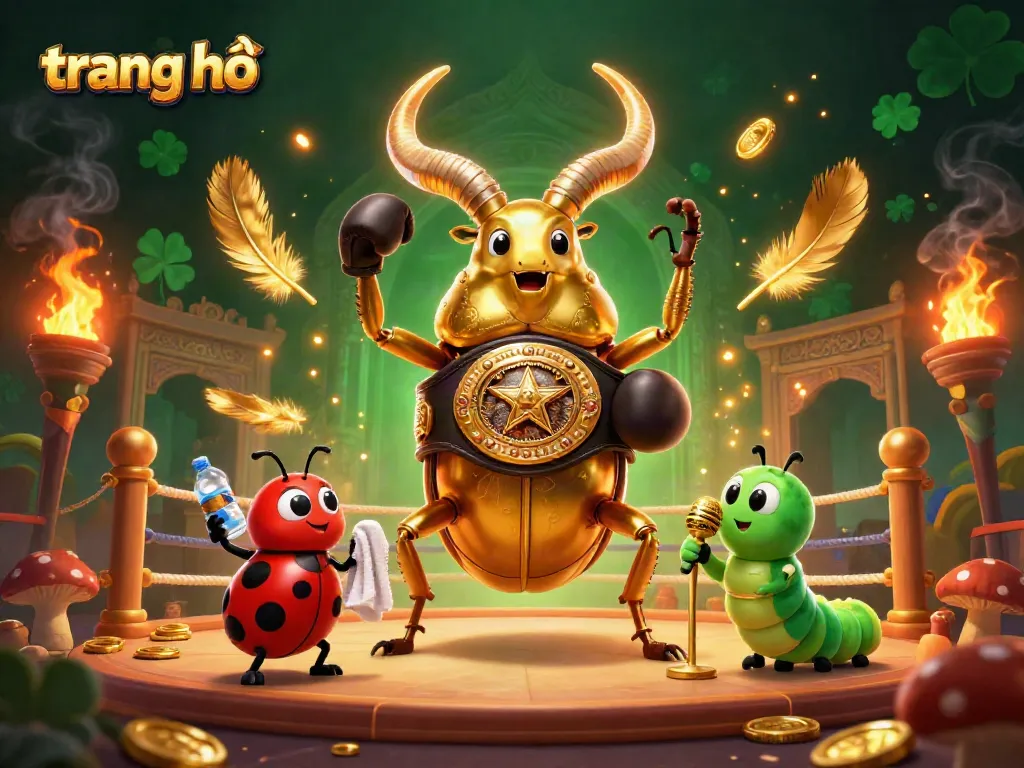 Experience the thrilling action at trang chủ, showcasing a giant stag beetle ready for battle in a dynamic casino setting.