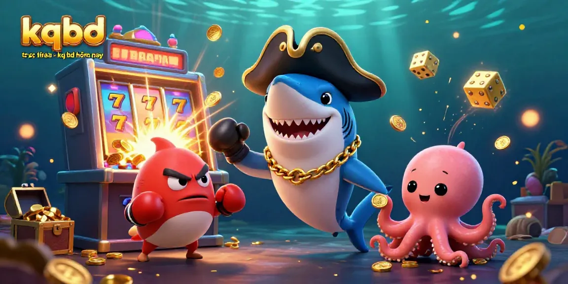 Experience kqbd trực tuyến - kq bd hôm nay with thrilling 3D illustration featuring colorful casino game elements and lively characters.