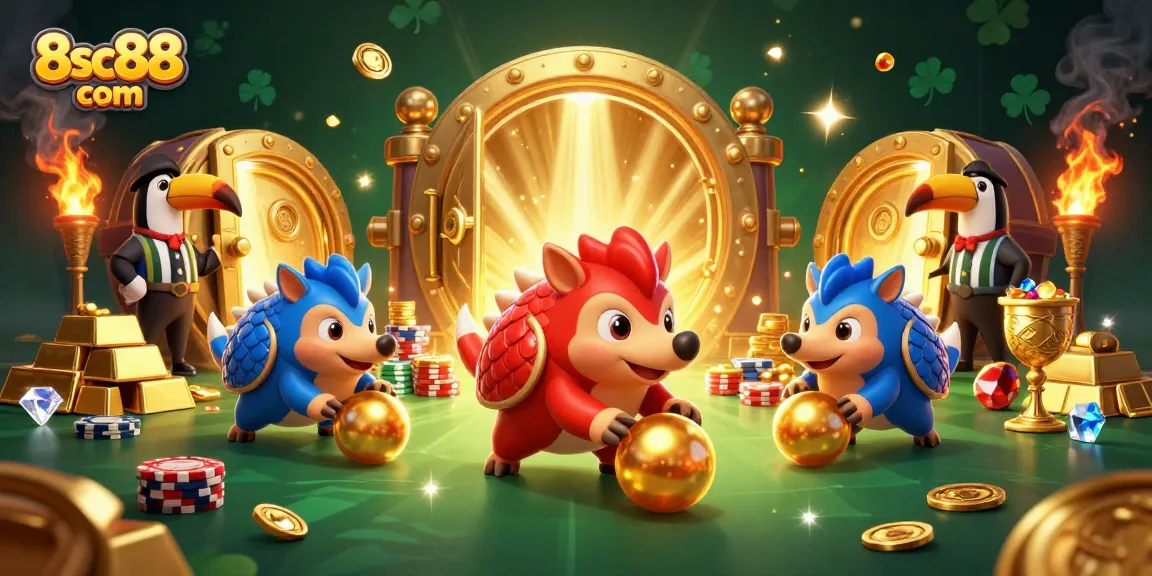 Experience the thrill of casino gaming at 8sc88 com with pangolins rolling through golden chips!