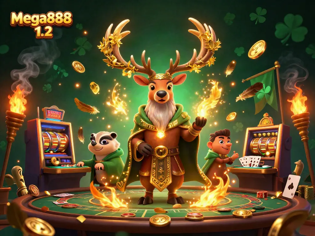 Experience mega888 1.2 in action at a vibrant casino scene filled with excitement.