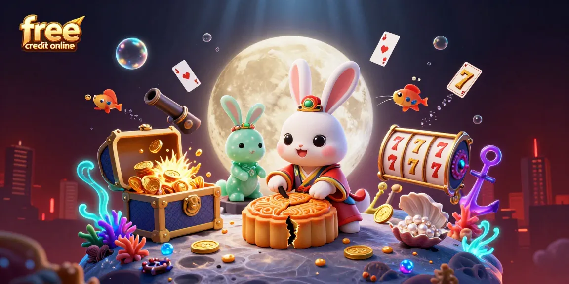 Engage with free credit online through an exciting 3D casino-themed illustration showcasing dynamic gaming elements